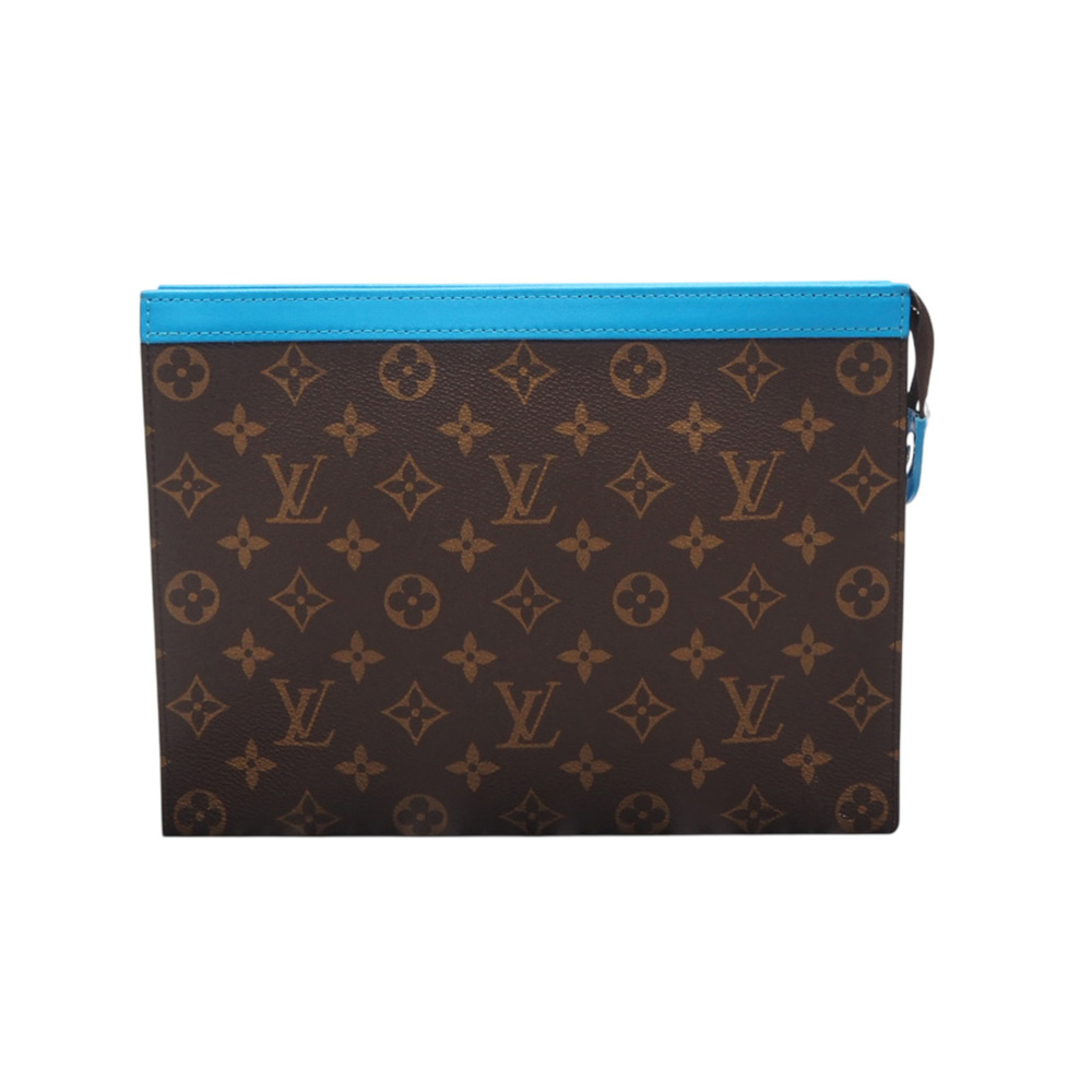 LOUIS VUITTON Monogram Macassar Pochette Voyage M12815 Clutch Bag Brown Beige...